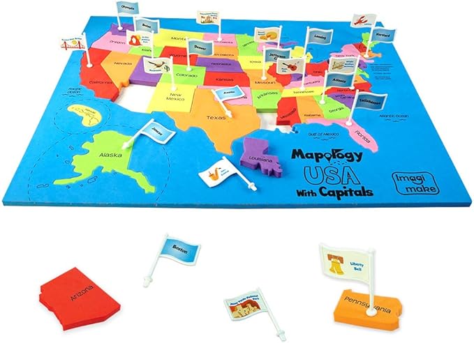 Imagimake Mapology USA Map with Capitals | Learning States and Capitals | US Geography Toys for Ages 8-13 | Jigsaw Puzzles for Kids Ages 8-10 | Educational Back to School Gifts for Kids Age 5-7 & 9-12-BubblyBeeBaby