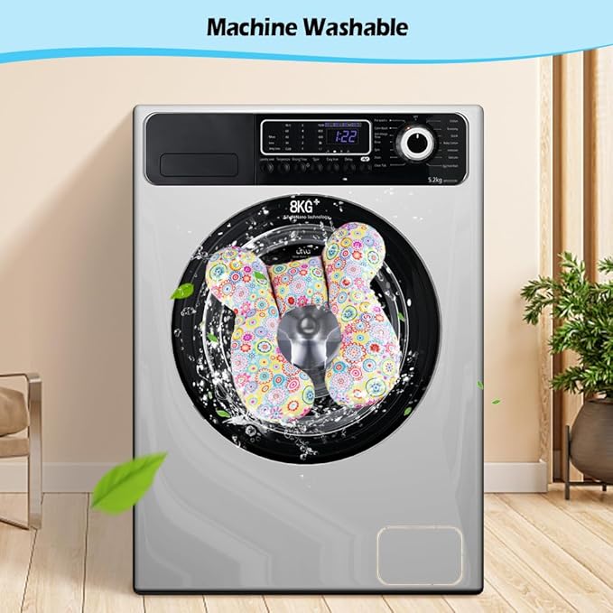 KAKIBLIN Baby Neck Pillow, Upgraded Baby Support Pillow,Baby Neck Support Pillow for Carseat, Newborn Neck Support for Car Seat,Pushchair,Travel (Flower)-BubblyBeeBaby