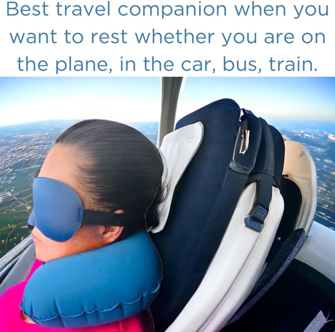 Vorgato Luxury- Airplane Pillow - Inflatable Travel Pillow - Airplane Essentials - Travel Neck Pillow - Inflatable Neck Pillow for Traveling - Neck Pillows for Travel - Blow Up Airplane Pillow