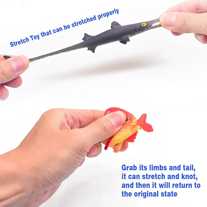 10 Pcs Fish Animal Figure Bath Toys, Sea Animal Color Changing Toys, Sea Creatures for Kids 3 Years and up, for Themed Parties, Cake Topper, Kids Easter Basket-BubblyBeeBaby