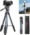 ULANZI TT39 Travel Tripod with Fluid Head, Lightweight Camera Stand for DSLR and Phone, Compact 61'' Tripod Mount with Phone Clip for Outdoor Vlogging and On-The-Go Shooting