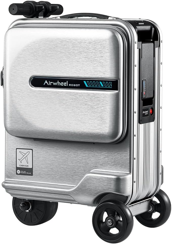 Airwheel 20 Inch Smart Rideable Suitcase Electric Luggage Scooter Carry On Luggage (silver)