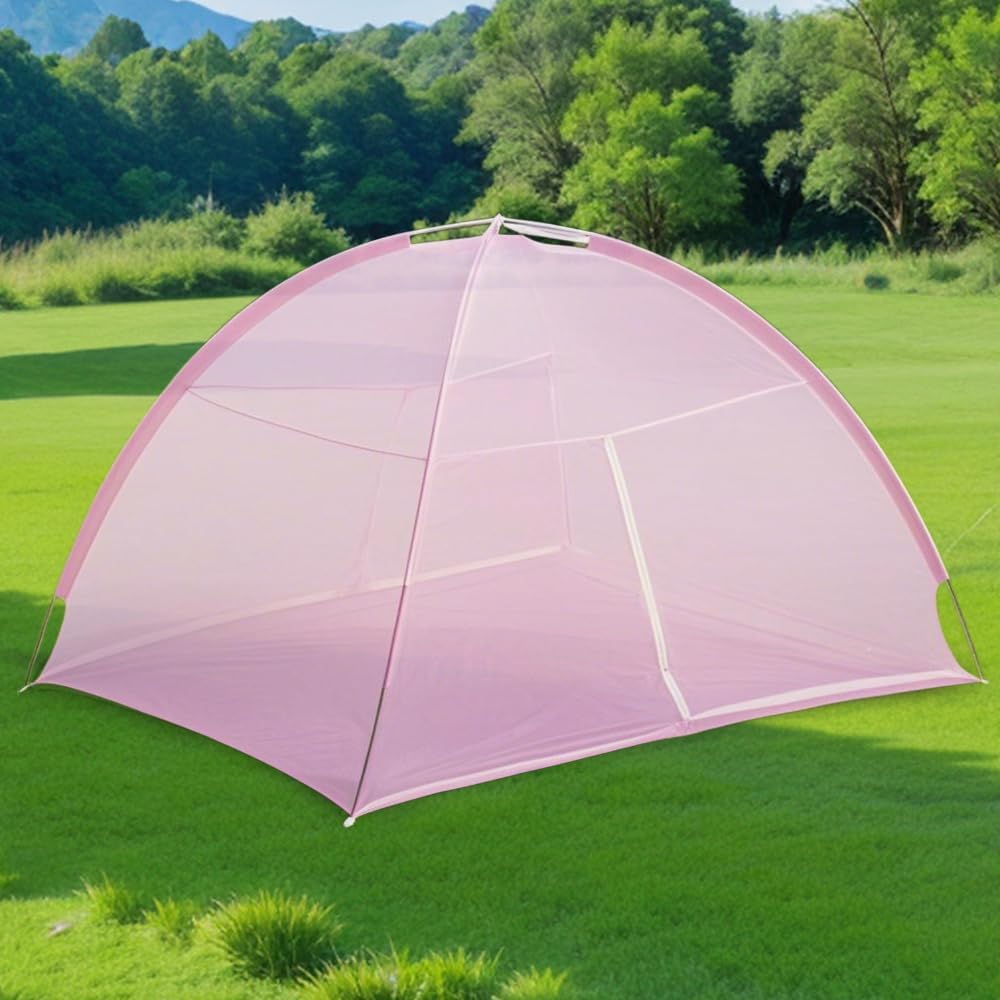 Pop-Up Mosquito Net Tent for Beds, Portable Folding Design with Net Bottom Bedroom and Outdoor Trip for Baby Adults, Easy to Install and Wash for Twin to King Size Bed 79 x71x59 inch (Pink)