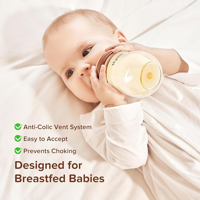 Thyseed PPSU Natural Anti-Colic Baby Bottles | Newborn Breast Like Nursing Bottle for Breastfed Babies with Nipple(1-2 Months),5oz,1pack-BubblyBeeBaby