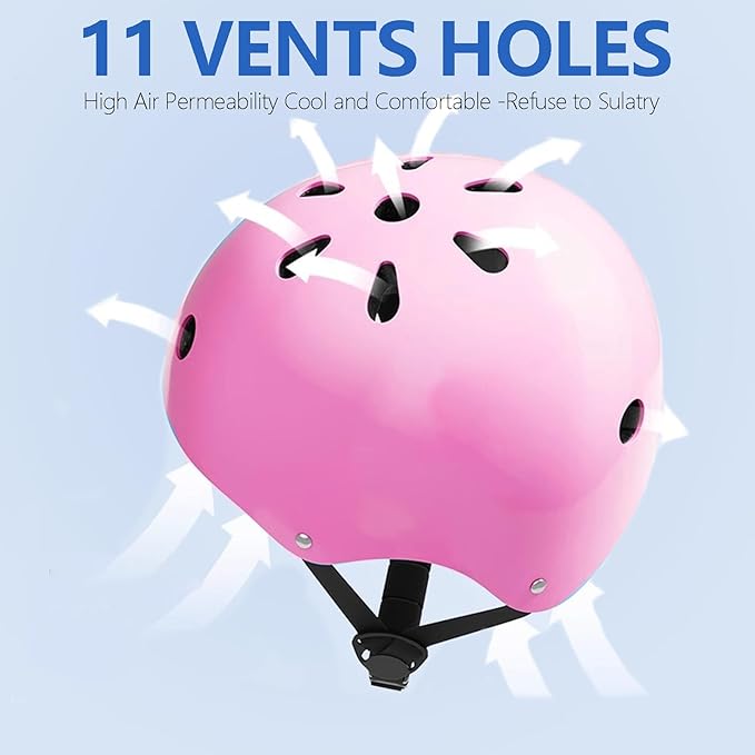 Kids Bike Helmet with Knee Elbow Wrist Pads Guards,Pink,for Ages 2-3-5-8-14,Sports Bicycle,Skate Scooter,Rollerblading with Unicorn Sticker-BubblyBeeBaby