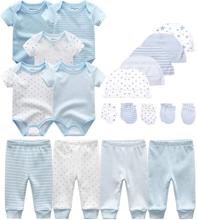 Kiddiezoom Unisex Baby Layette Essentials Giftset Clothing Set 19-Piece For Newborn Baby-BubblyBeeBaby