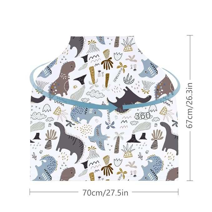 Yoofoss Nursing Cover Breastfeeding Scarf - Baby Car Seat Covers, Infant Stroller Cover, Strechy Carseat Canopy for Boys and Girls (Dinosaur)-BubblyBeeBaby