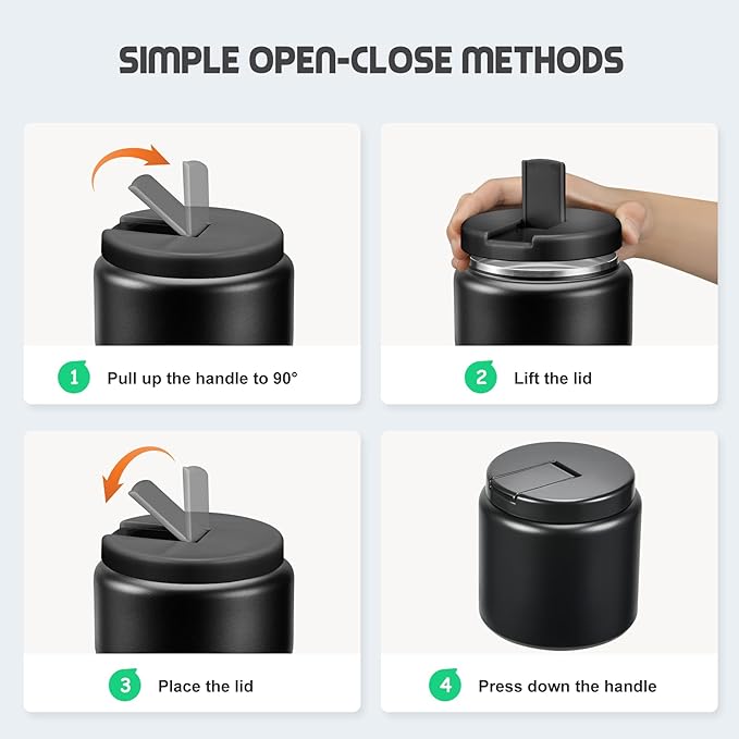 26oz Soup Thermo for Hot Food Kids with Buckle Lid Insulated Vacuum Food Jar Wide Mouth Leakproof Stainless Steel Lunch Container (Black)-BubblyBeeBaby