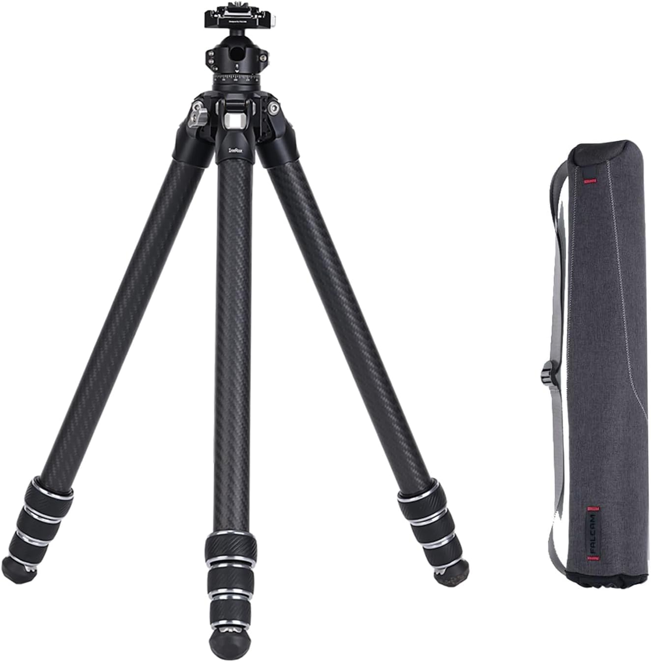 FALCAM TreeRoot F38 Quick Lock Lite Carbon Fiber Travel Tripod with Ball Head Load Capacity 3kg/6.6lbs, Max Vertical Payload 40Kg/88lbs for Cameras, All-Terrain Stability (C141K-301)