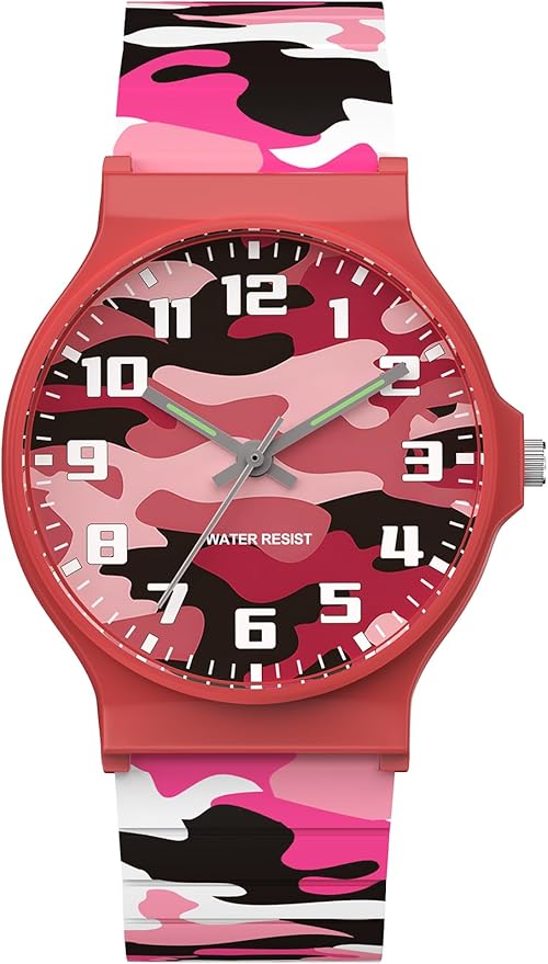 Kids Analog Watch Boys Girls, 30M Waterproof, Sports Watch for Boys, Easy to Read Children's Thin Dial Wrist Watches with Soft Band, for Ages 5-15 Kids Great Birthday Gifts Christmas Day-BubblyBeeBaby