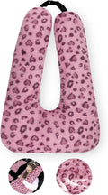 Travel Pillow, Travel Pillow for Kids, Sleeper Hold Pillow Travel, Removable U-Shaped Pillow for Adults and Children to Support Head and Body in The Back Seat of Long Car Trips (Pink Leopard Print)
