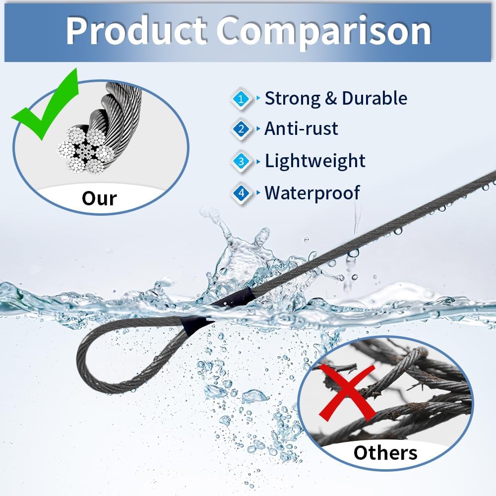 3.3mm Steel Wire Rope Outdoor Travel Security Cable Lock,Braided Steel Coated Safety Cable Luggage Lock,Safety Cable Wire Rope Chain Lock Double Loop Lightweight (Black, 12in/10Pcs)