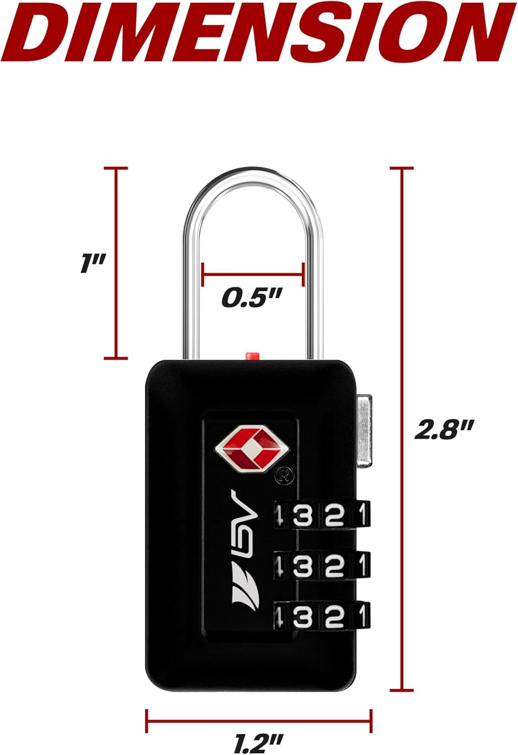 BV TSA Accepted Luggage Travel Lock, Set-Your-Own Combination Lock for School Gym Locker, Luggage Suitcase Baggage Locks, Filing Cabinets, Toolbox, Case (Black, 2 Pack)