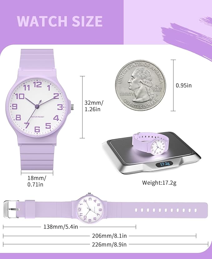 Kids Analog Watch Boys Girls, 30M Waterproof, Sports Watch for Boys, Easy to Read Children's Thin Dial Wrist Watches with Soft Band, for Ages 5-15 Kids Great Birthday Gifts Christmas Day-BubblyBeeBaby