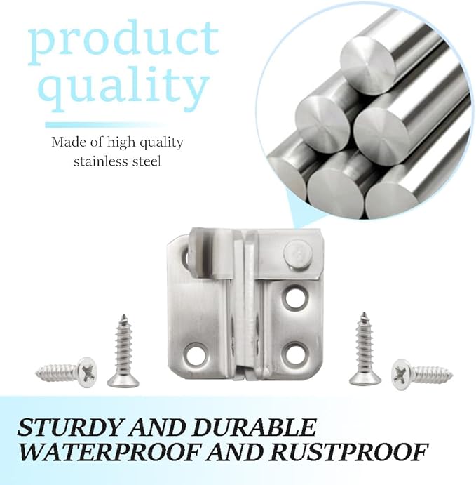 2 Pairs Slide Bolt Gate Latch Stainless Steel Brushed Finish Padlock Anti-Theft Hasp with Screws for Window Bedroom Bathroom Cabinet Mailbox Garden Pet Cage(UMK)-BubblyBeeBaby