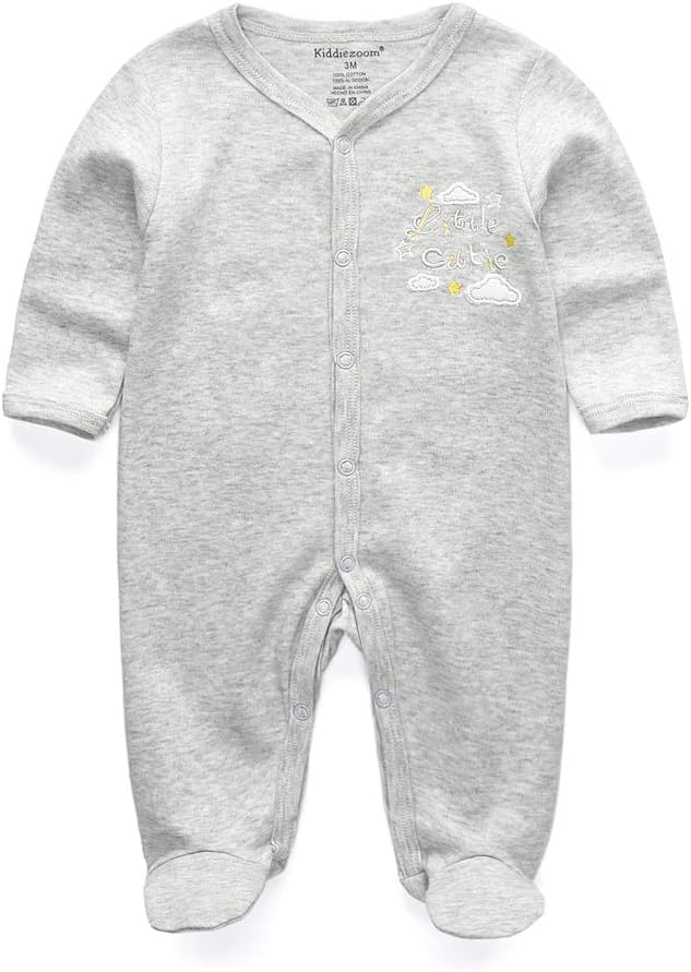 Kiddiezoom Baby and Toddler Boys'Snug Fit Footed One-Piece Romper Jumpsuit Cotton Cotton Footed Outfit-BubblyBeeBaby