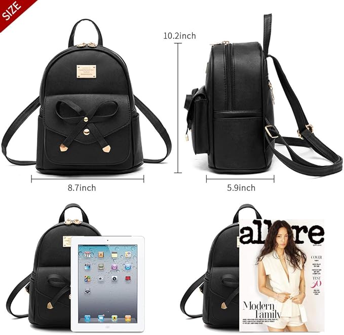 I IHAYNER Girls Bowknot Cute Leather Backpack Mini Backpack Purse for Women-BubblyBeeBaby