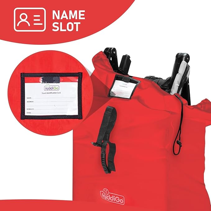 Travel Stroller Bag for Airplane, Red, 47" H x 24" W x 15" D, Fits Most Large, Single, Double, Jogging Strollers,Waterproof, Heavy-Duty Protection, Easy-to-Carry Design-BubblyBeeBaby