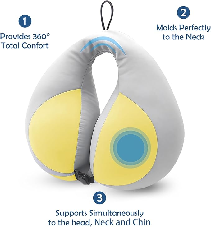 MOOB Kids Travel Pillow for Car Seat Kids U-Shape Travel Neck Pillow Support Children Stroller Pillow Grey Yellow-BubblyBeeBaby