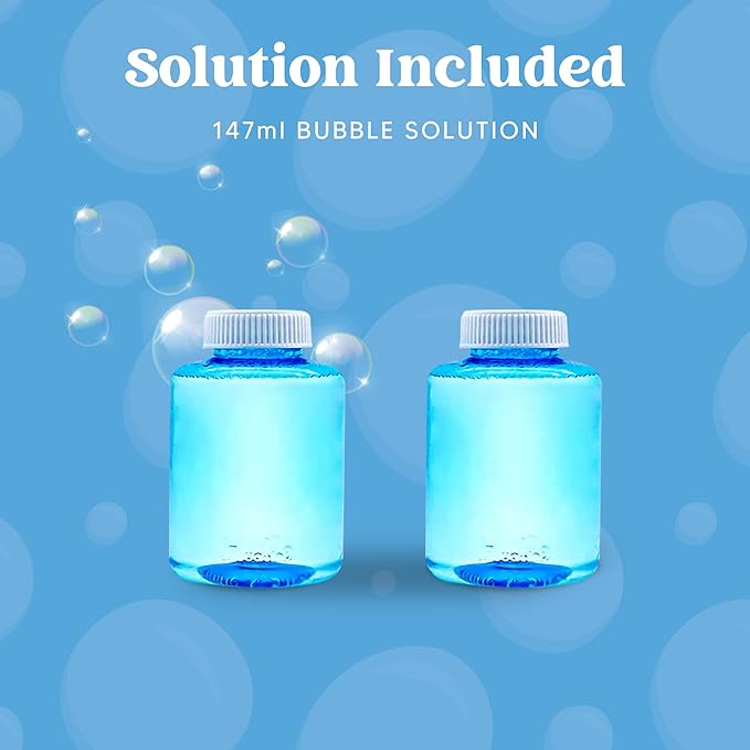JOYIN 2 Bubble Guns with 2 Refill Solution (10 oz Total), Bubbles Maker, Blower for Kids, Toddlers, Outdoors Activity, Birthday Gift, Easter Basket Stuffers (Yellow+Orange)-BubblyBeeBaby