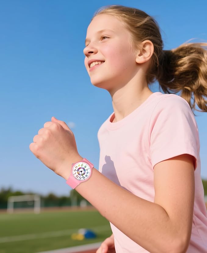 Kids Analog Watch Boys Girls, 30M Waterproof, Sports Watch for Boys, Easy to Read Children's Thin Dial Wrist Watches with Soft Band, for Ages 5-15 Kids Great Birthday Gifts Christmas Day-BubblyBeeBaby