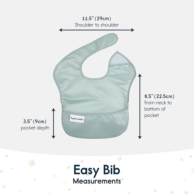 Tiny Twinkle Mess Proof Baby Bibs for Eating - Waterproof, Wipeable Bibs - Toddler Bibs - Travel Friendly - PFAS, PVC, BPA, Phthalate Free - Baby Food Bibs(5 Pack,Unisex Solids)-BubblyBeeBaby