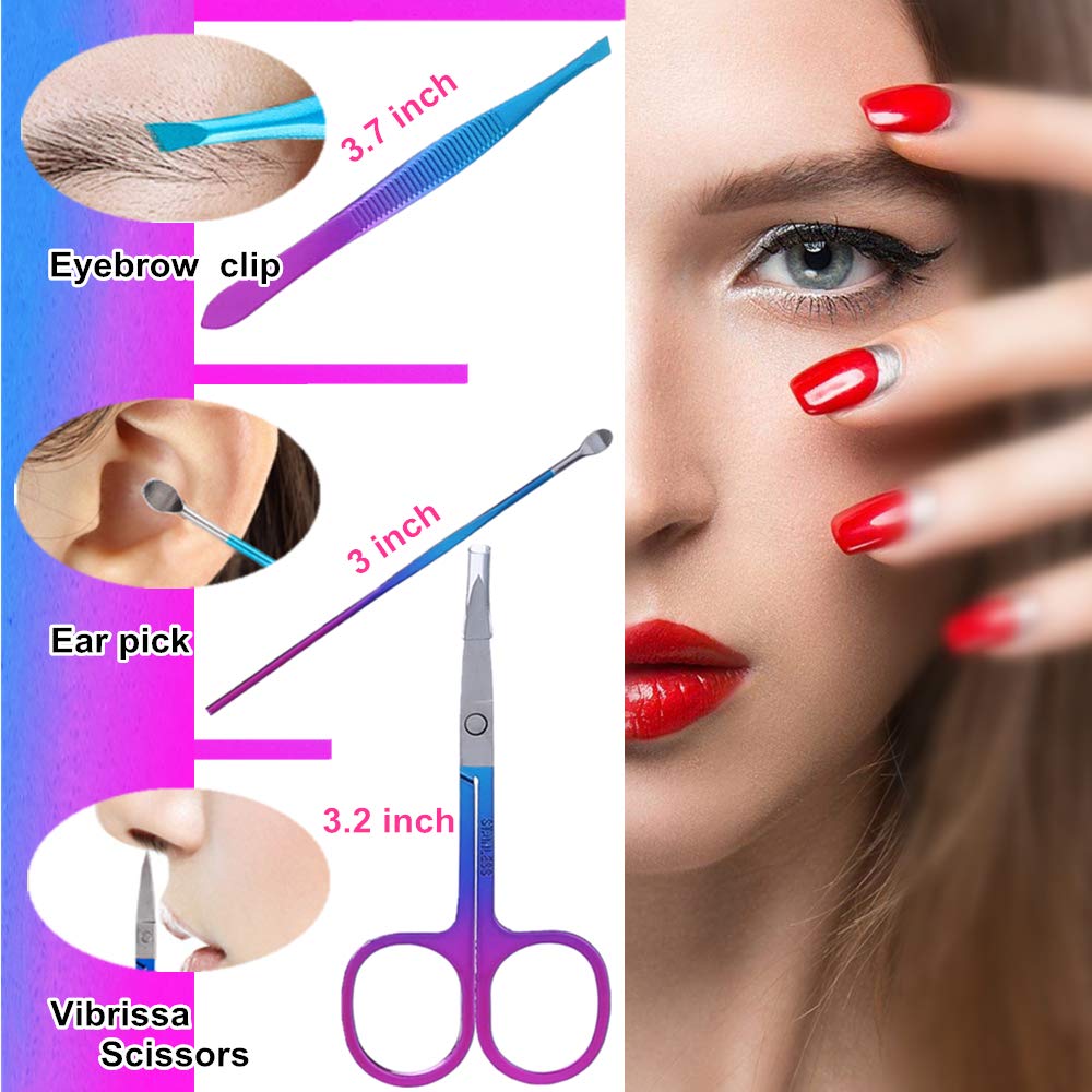 7pcs Manicure set, Nail Clippers Kit, Stainless Steel Manicure Kit, Nail Clipping Tools Portable Travel Grooming Kit, The Best Gift with Luxurious Case(Multicolor)