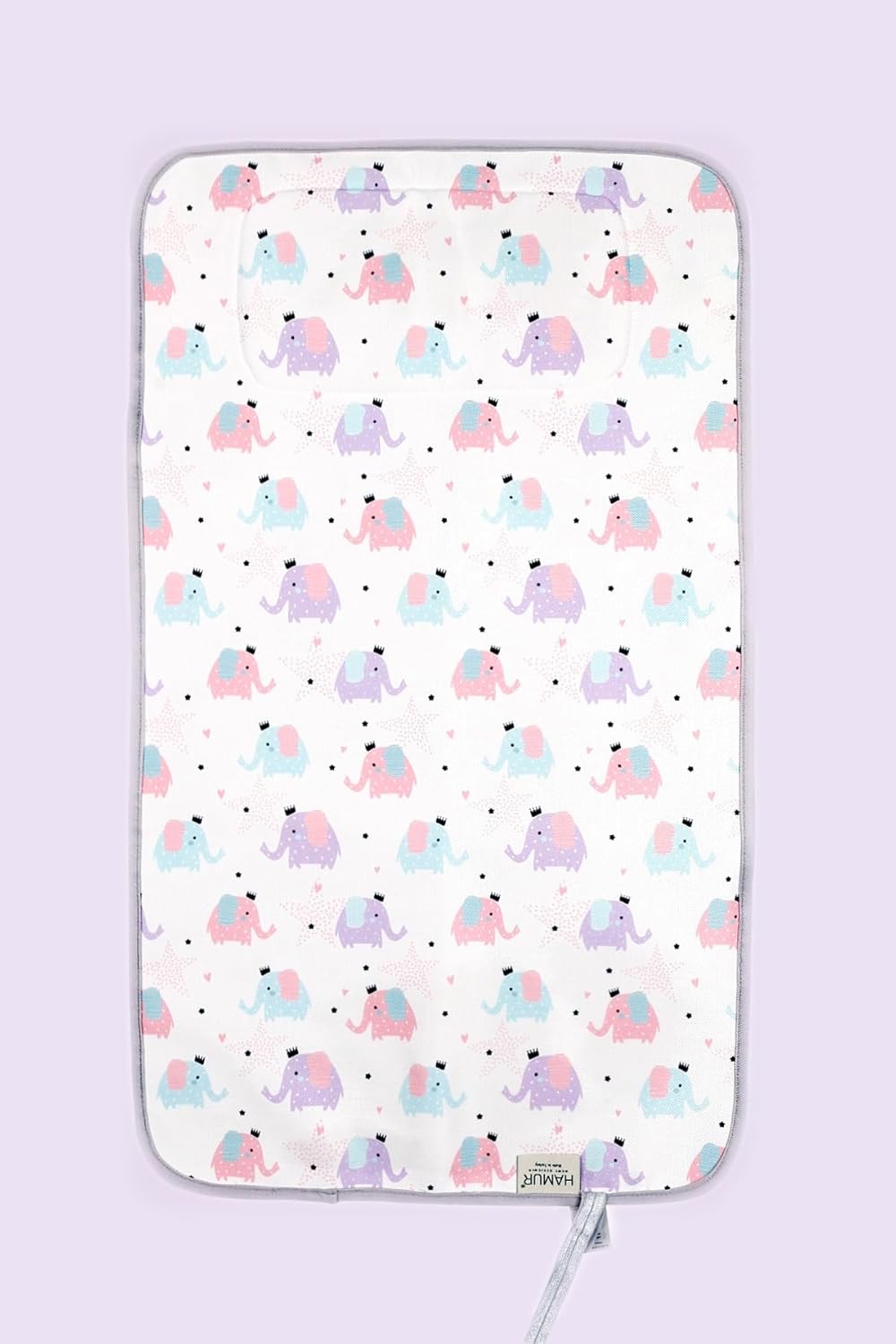 HAMUR HOME Portable Baby Changing Pad – Waterproof, Foldable & Lightweight Travel Mat – Soft & Machine Washable Diaper Changer – Compact & Durable (Elephant)