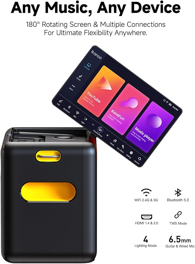 Karaoke Machine with Microphone Stand, Portable Bluetooth Speaker for Party, Backyard, Karaoke System with 2 Wireless Microphone for Adults Kids, for Women, Men, Singing Lovers-BubblyBeeBaby