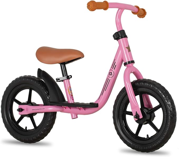 JOYSTAR 10"/12" Toddler Balance Bike for Girls & Boys, Ages 18 Months to 5 Years, Kids Push Bike with Footrest & Adjustable Seat Height, First Birthday Gifts for 2-5 Boys Girls-BubblyBeeBaby