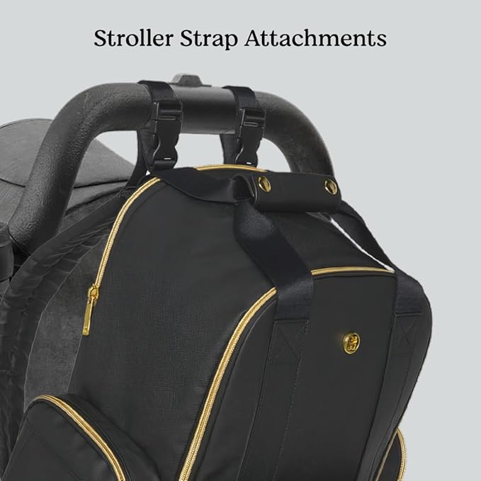 Huggies Signature Hug Pack Diaper Backpack, Black Leather, O/S-BubblyBeeBaby