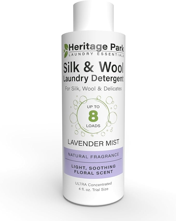 Heritage Park Silk & Wool All-Natural Lavender Mist Scent, pH-Neutral Laundry Detergent - Enzymes-Free, Ultra Concentrated (4 fl oz Trial Size)-BubblyBeeBaby