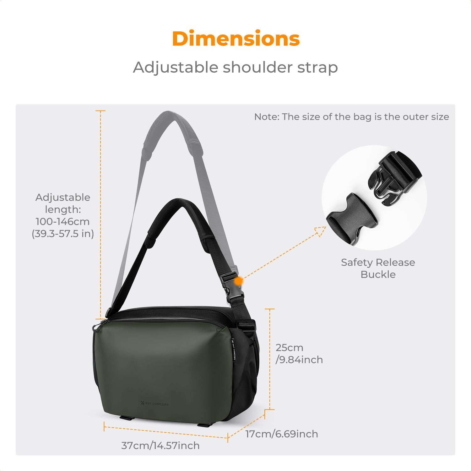 K&F Concept 2 in 1 Sling Bag Everyday Shoulder Bag & Multifunction Photography Crossbody Camera DSLR Backpack Portable Bag