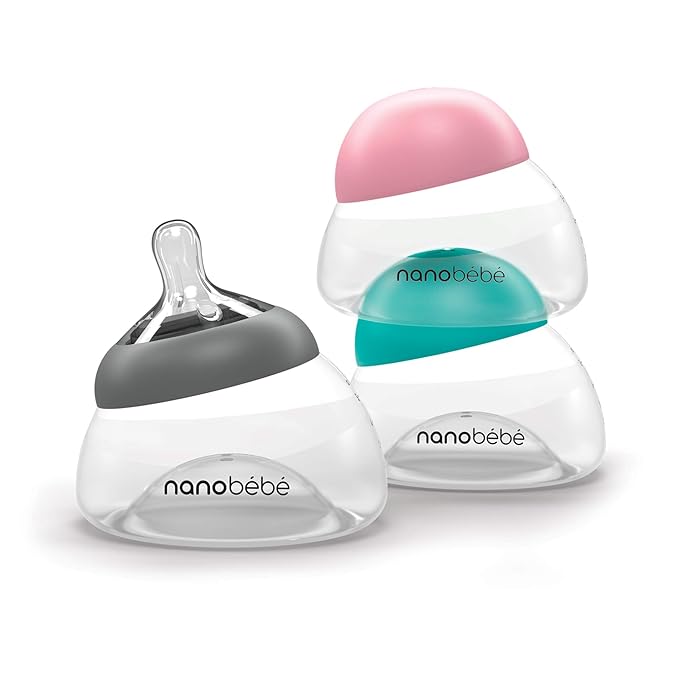 Nanobebe Breastmilk Bottle, Breastfeeding Newborn Breast Like, Anti Colic, Perfect Latch, Preserves Breast Milk nutrients, Twin-Pack Pink-BubblyBeeBaby