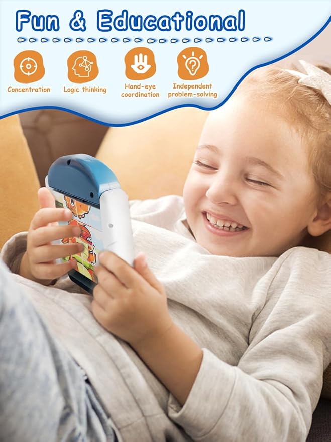 16-Piece Rotating Puzzles for Kids 4-6, Toddlers Puzzles 2-4, Road Trip, Airplane Activities Game, Travel Toys - Brain Teaser, Fine Motor Skills - Birthday Gifts Boys Girls - Dinosaur-BubblyBeeBaby