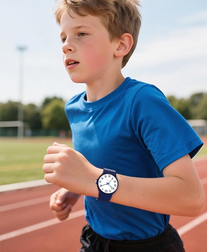 Kids Analog Watch Boys Girls, 30M Waterproof, Sports Watch for Boys, Easy to Read Children's Thin Dial Wrist Watches with Soft Band, for Ages 5-15 Kids Great Birthday Gifts Christmas Day-BubblyBeeBaby