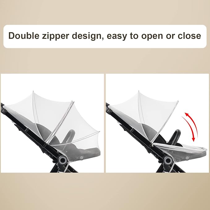 Baby Mosquito Net with Double Zipper, Bassinet Stroller Cover for Baby/Car Seat/Cradles/Carriers, Easy to Use, Keep Insects/Bugs/Cats Out, White-BubblyBeeBaby