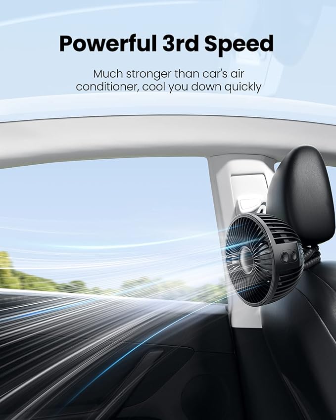 Gaiatop Baby Stroller Fan, 4000mAh Oscillating Mini Portable Fan with Light, 4 Speeds Battery Operated Small Handheld Desk Fan, 360° Rotate Flexible Tripod Clip On Fan for Car Seat Crib Travel Black-BubblyBeeBaby