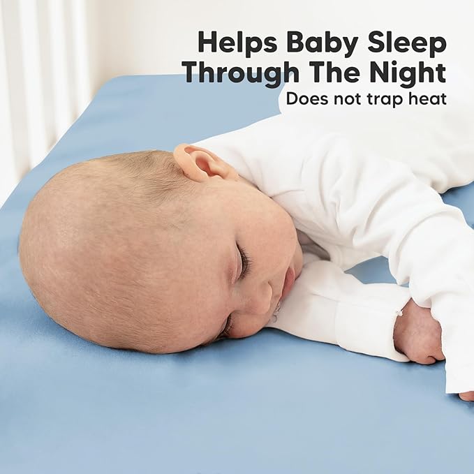 KeaBabies 2-Pack Organic Crib Sheets for Boys, Girls - 52x28 Fitted Crib Mattress Sheet Neutral, Breathable Jersey Cotton Cover for Baby Bed, Toddler Mattress, Soft & Cute Prints (Cornflower)-BubblyBeeBaby