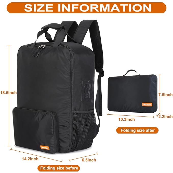 Mactso Stroller Travel Bag Compatible with GB Pockit and GB Pockit Air Plus All Terrain, Lightweight Stroller Travel Backpack for Airplane (Black, M)-BubblyBeeBaby