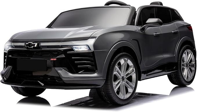 Hetoy 24V 2-Seater SUV Licensed Chevrolet Blazer Ride On Car Toy w/Parent Remote Control, 3 Speeds, Wireless Music, MP3 Player, Electric Car for Kids Ages 3-8, Grey-BubblyBeeBaby