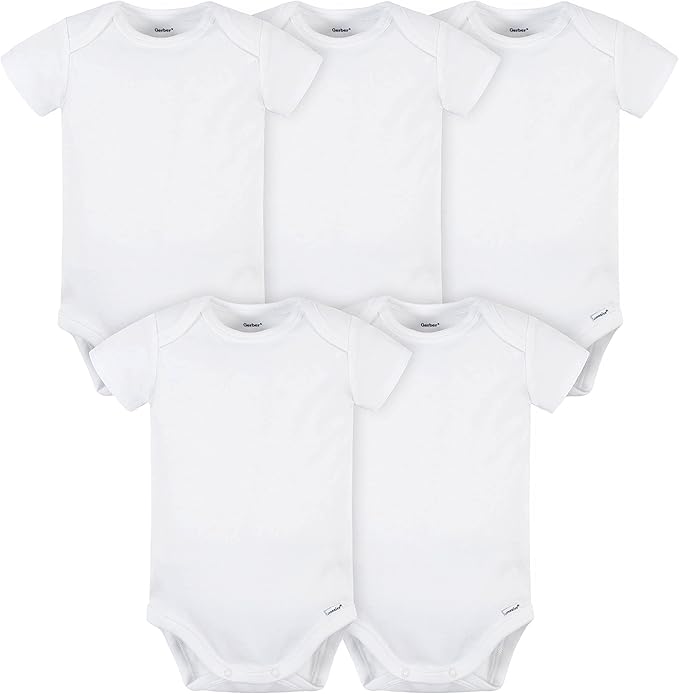 Gerber baby-boys 5 Pack Onesies Multi-packs Bundle Interlock 180 Gsm-BubblyBeeBaby