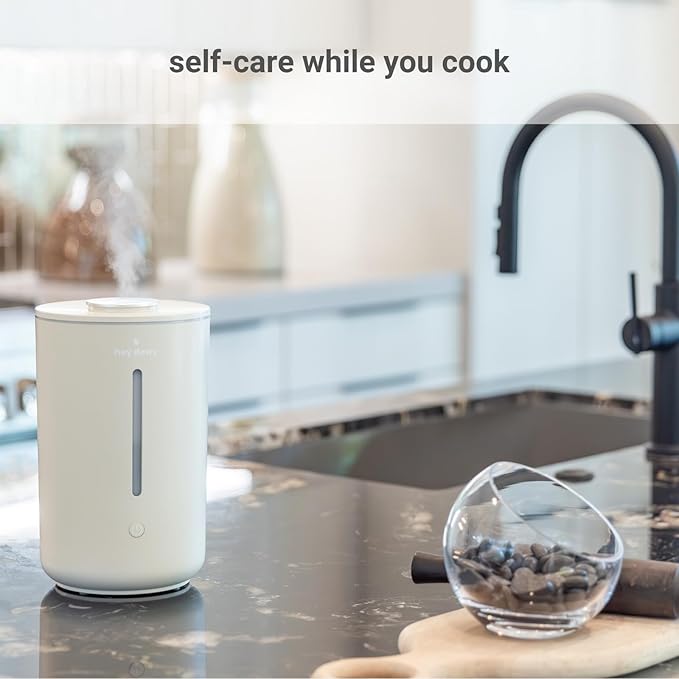 Hey Dewy Wellness Humidifier - for home, office, bathroom spa, or bedroom, with cool utrasonic mist hydration (Sand)-BubblyBeeBaby