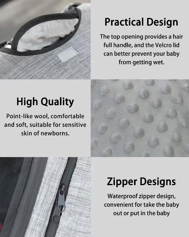 Waterproof Baby Car Seat Cover，Cold Weather Carseat Cover for Babies,Infant Car Seat Cover Canopy for Boy Girls,Windproof Car Seat Canopy for Boys & Girls, Keeps Babies Warm and Cozy-BubblyBeeBaby