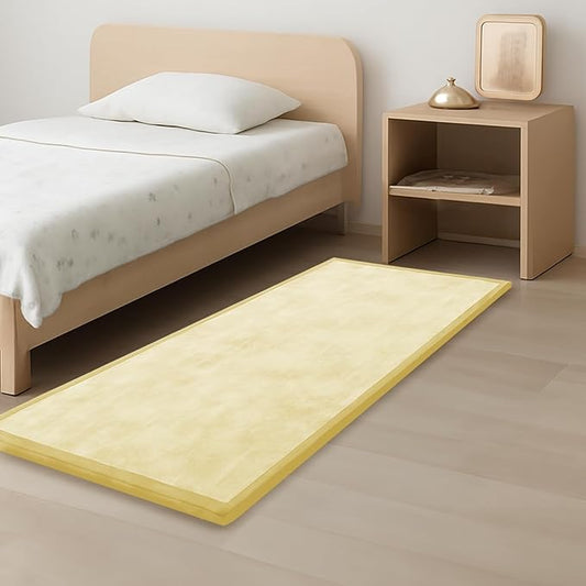 1.3" Thick Baby Play Mat for Floor, 28x72 Foam Tummy Time Mat, Padded Support Soft Plush Bedside Rugs for Infant Kids Toddler Crawling Kick Activity (Vanilla)-BubblyBeeBaby