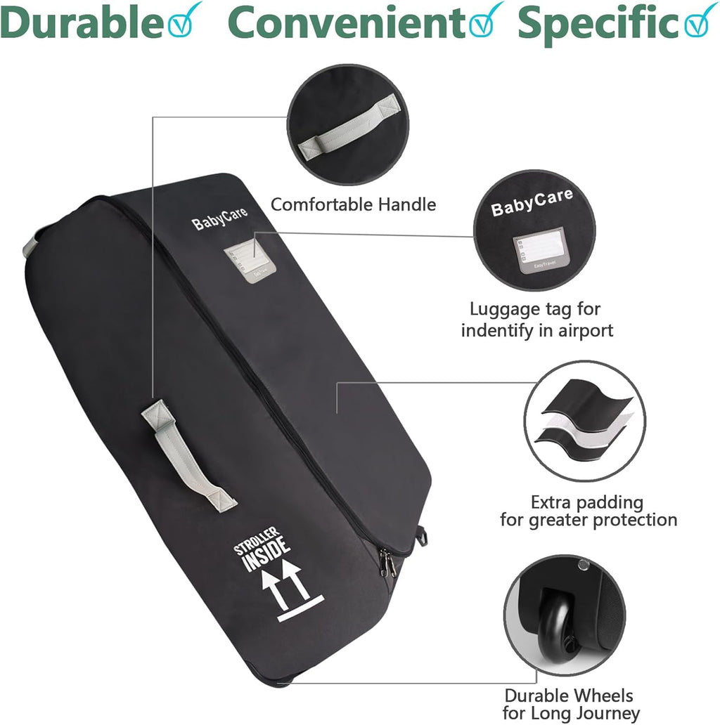 Stroller Travel Bag Compatible with UPPAbaby Vista, Vista V2, Cruz V2,Uppa-baby Bag With Wheels,Dual Handles,Luggage Tag for Airplane Flight Travel