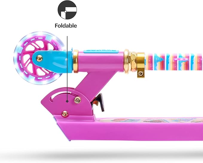 Jetson Character Kids Kick Scooter, LED Lights on Stem & Light-Up Wheels, Lightweight Frame, Height-Adjustable Handlebar, Lean-to-Steer System, Easy-Fold Mechanism-BubblyBeeBaby