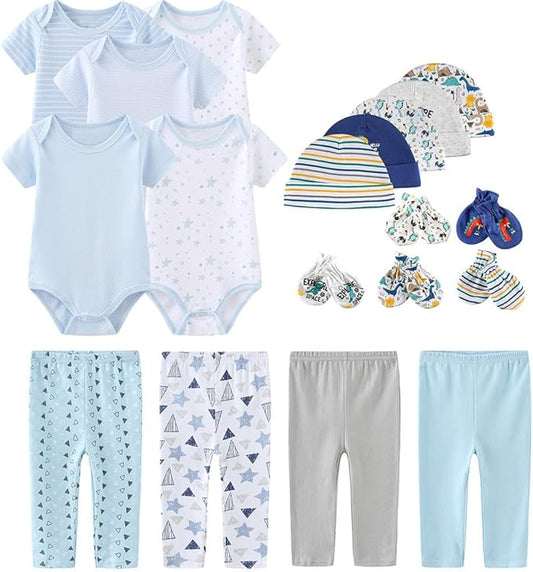 Kiddiezoom Unisex Baby Layette Essentials Giftset Clothing Set 19-Piece For Newborn Baby-BubblyBeeBaby