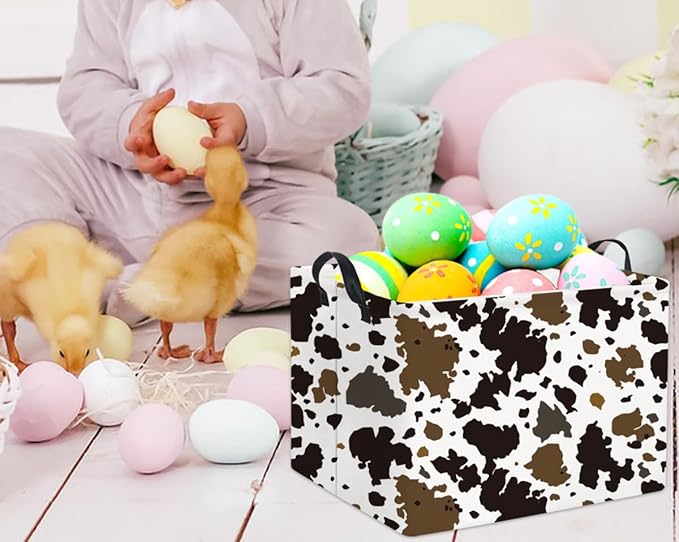 HIYAGON Rectangular Cow Basket Kids Basket Baby Storage Bin Toy Basket Organizer Box for Boys Room Decor(Cow)-BubblyBeeBaby