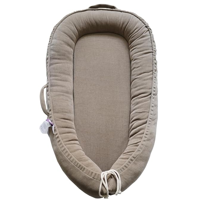 Infant Lounger, Baby Nest Cover for Baby Girls & Boys, Newborn Essentials for Baby 0-12 Months, 100% Cotton Breathable (Fields of Rye, Corduroy)-BubblyBeeBaby